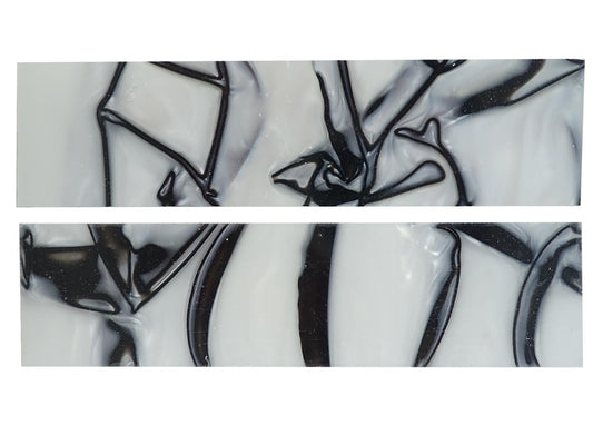 Turners' Mill Black and White Pearl Kirinite Acrylic Knife Scales (Pair) - 152.4x38.1x3.175mm (6x1.5x0.13")