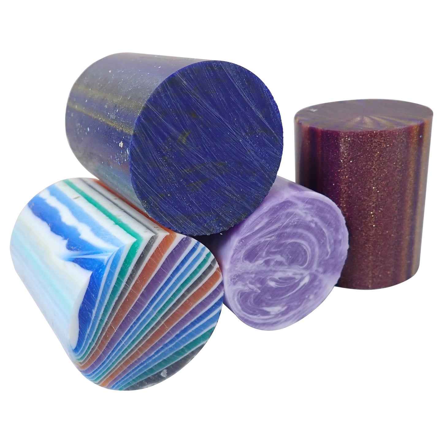 [Turners' Mill] Blue Mixed Polyester Turning Blanks - 63.5x50x50mm, Set of 4