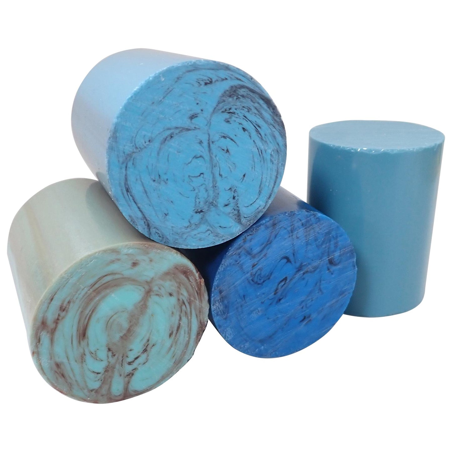 [Turners' Mill] Turquoise Mixed Polyester Turning Blanks - 63.5x50x50mm, Set of 4