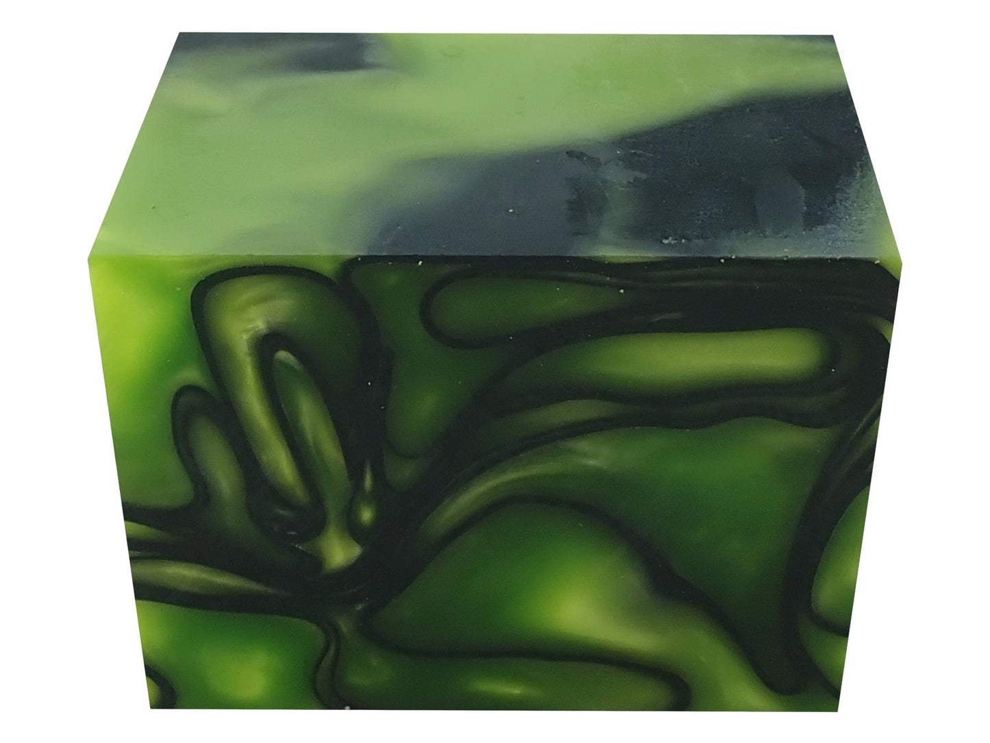 Turners' Mill Toxic Green Abstract Kirinite Acrylic Block - 64x42x42mm (2.5x1.65x1.65")