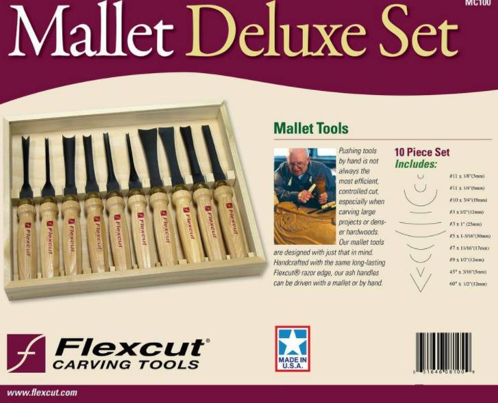 Flexcut MC100 Deluxe Chisel Set For Mallet Use (Set of 10)