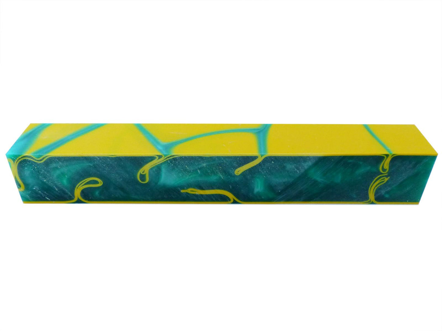 Turners' Mill Kirinite Green/Yellow Whirl Abstract Kirinite Acrylic Pen Blank - 150x20x20mm (5.9x0.79x0.79"), 6x3/4x3/4"