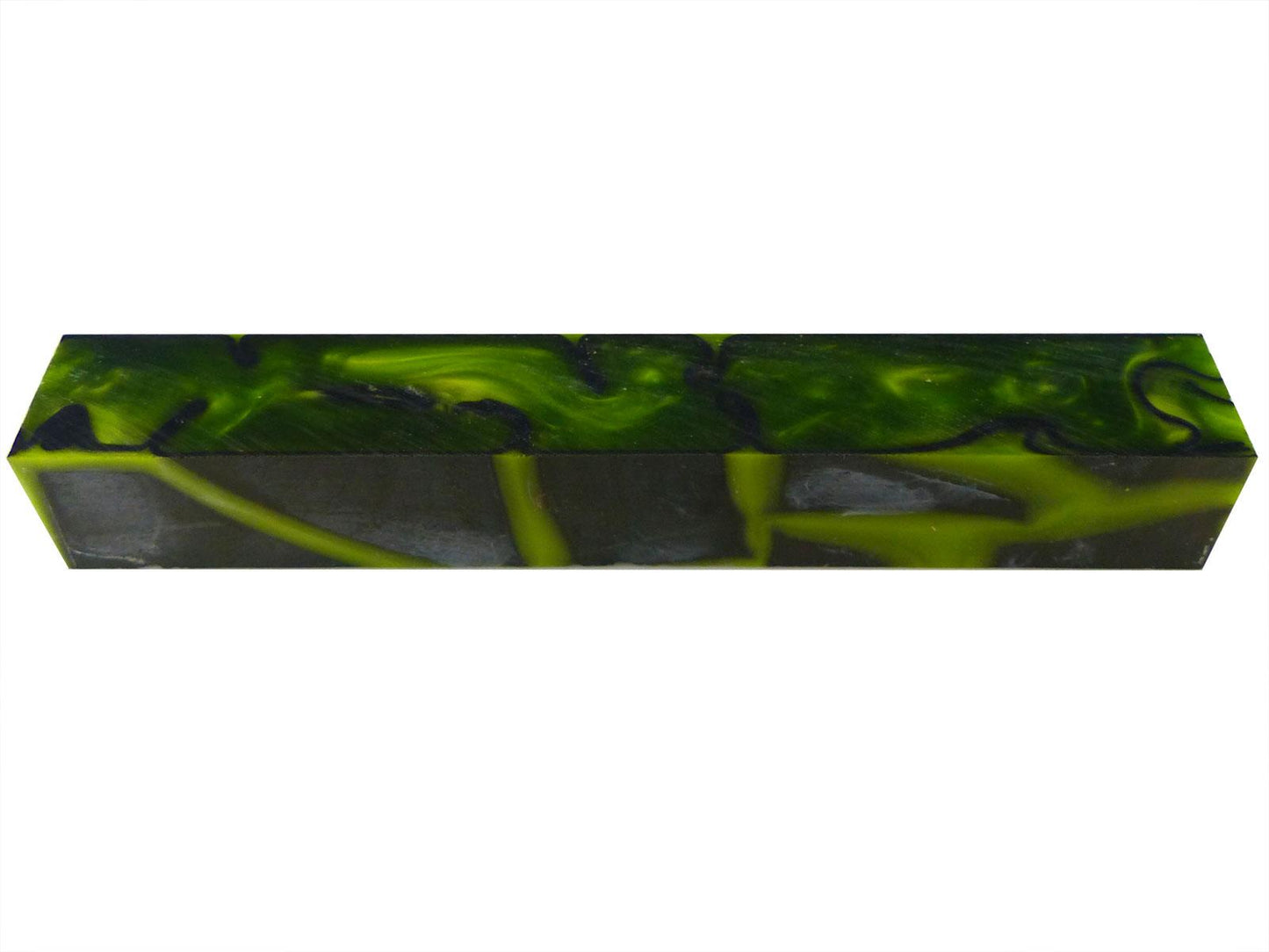 Turners' Mill Toxic Green/Black Abstract Kirinite Acrylic Pen Blank - 150x20x20mm (5.9x0.79x0.79"), 6x3/4x3/4"