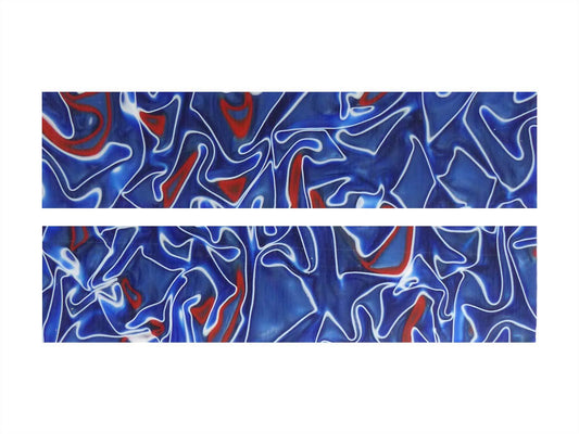 Turners' Mill Patriot Blue/Red/White Abstract Kirinite Acrylic Knife Scales (Pair) - 152.4x38.1x6.35mm (6x1.5x0.25")