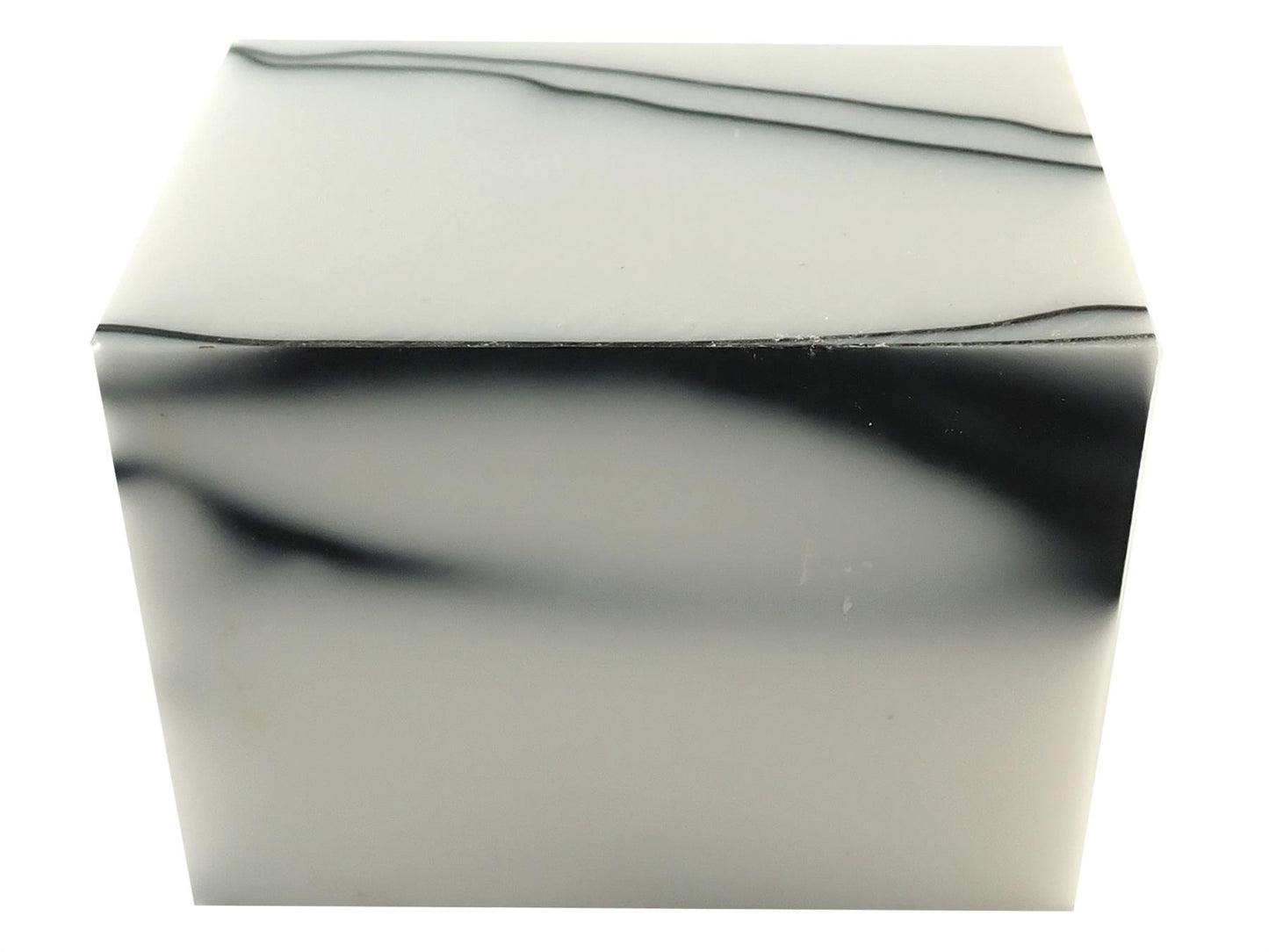 Turners' Mill White/Black Whirl Abstract Kirinite Acrylic Block - 64x42x42mm (2.5x1.65x1.65")