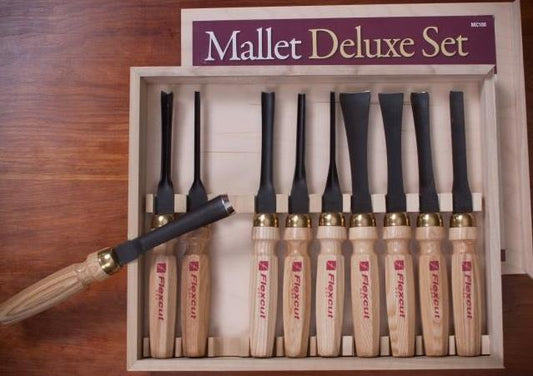 Flexcut MC100 Deluxe Chisel Set For Mallet Use (Set of 10)