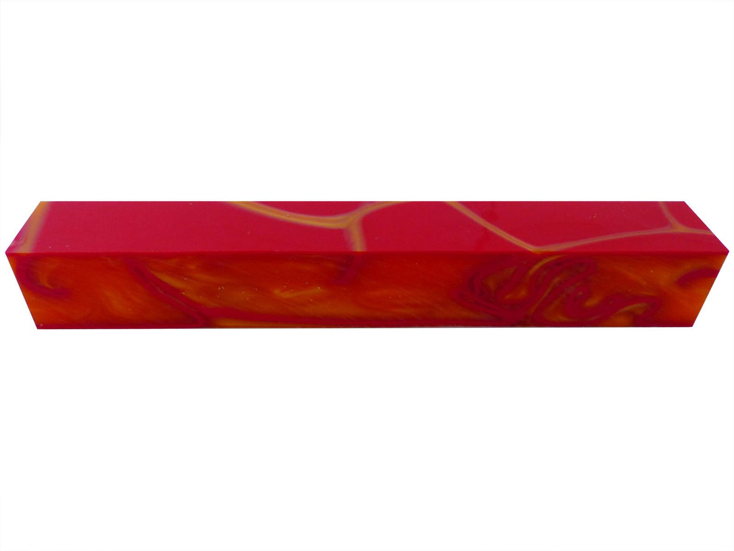Turners' Mill Kirinite Orange Sunspot Orange/Red Abstract Kirinite Acrylic Pen Blank - 150x20x20mm (5.9x0.79x0.79"), 6x3/4x3/4"