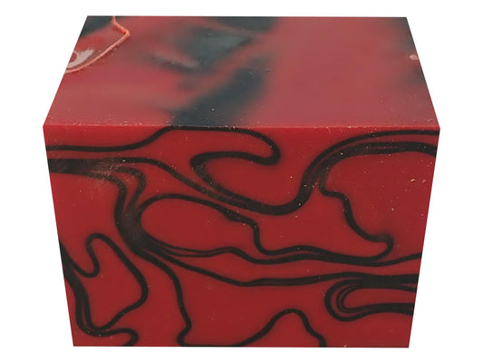 Turners' Mill Red Devil Abstract Kirinite Acrylic Block - 64x42x42mm (2.5x1.65x1.65")