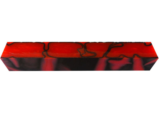 Turners' Mill Toxic Orange/Black Abstract Kirinite Acrylic Pen Blank - 150x20x20mm (5.9x0.79x0.79"), 6x3/4x3/4"