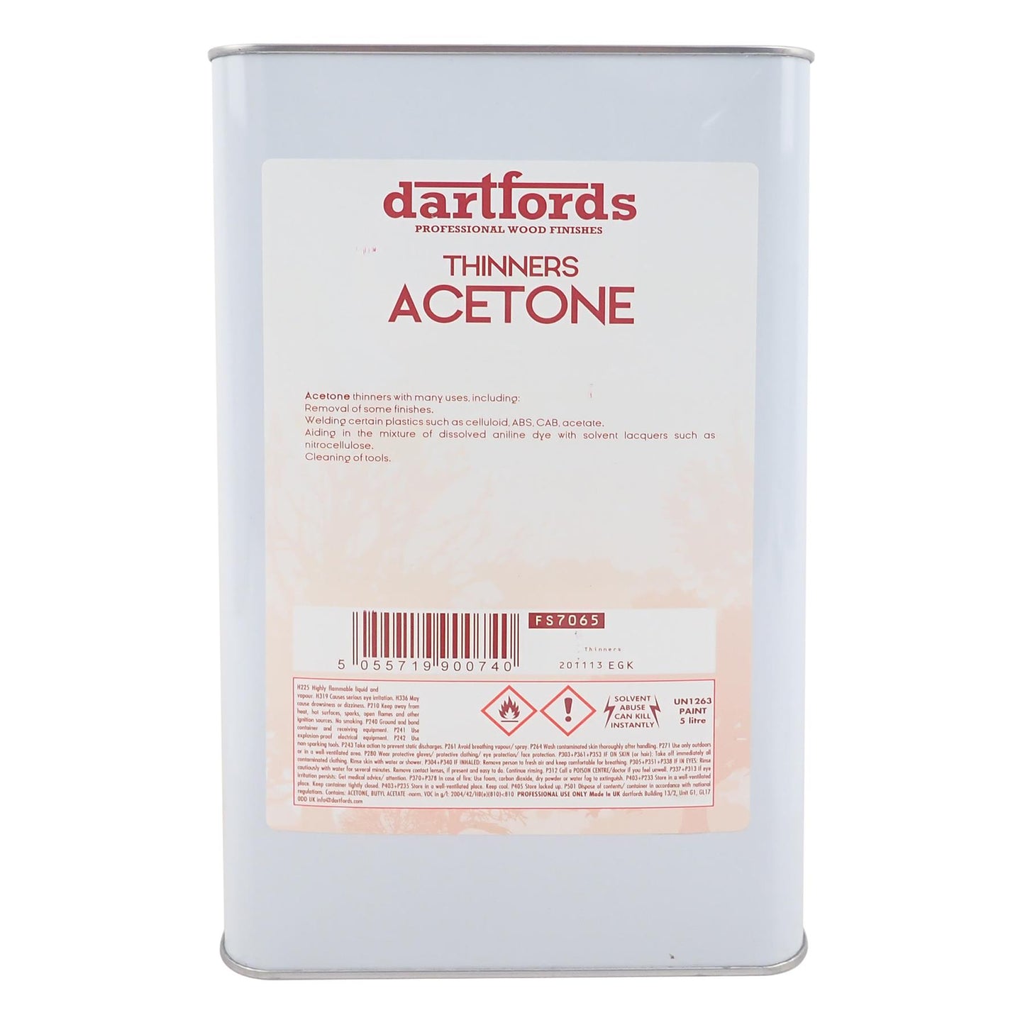 dartfords Acetone Thinners 5 litre Jerrycan