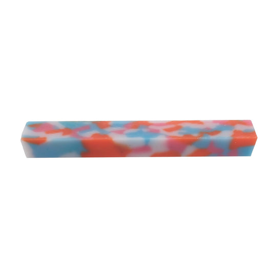 Turners' Mill Blue and Pink Large Calico Cellulose Acetate Pen Blank - 150x20x20mm (6x3/4x3/4")