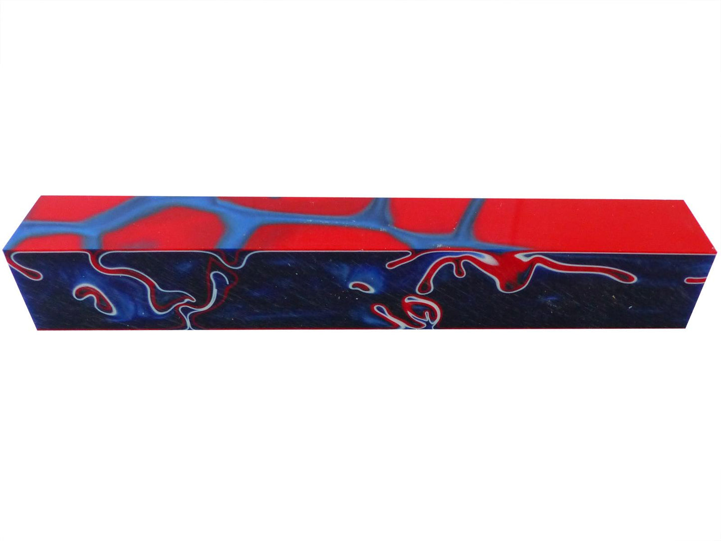 Turners' Mill Kirinite Patriot Blue/Red/White Abstract Kirinite Acrylic Pen Blank - 150x20x20mm (5.9x0.79x0.79"), 6x3/4x3/4"