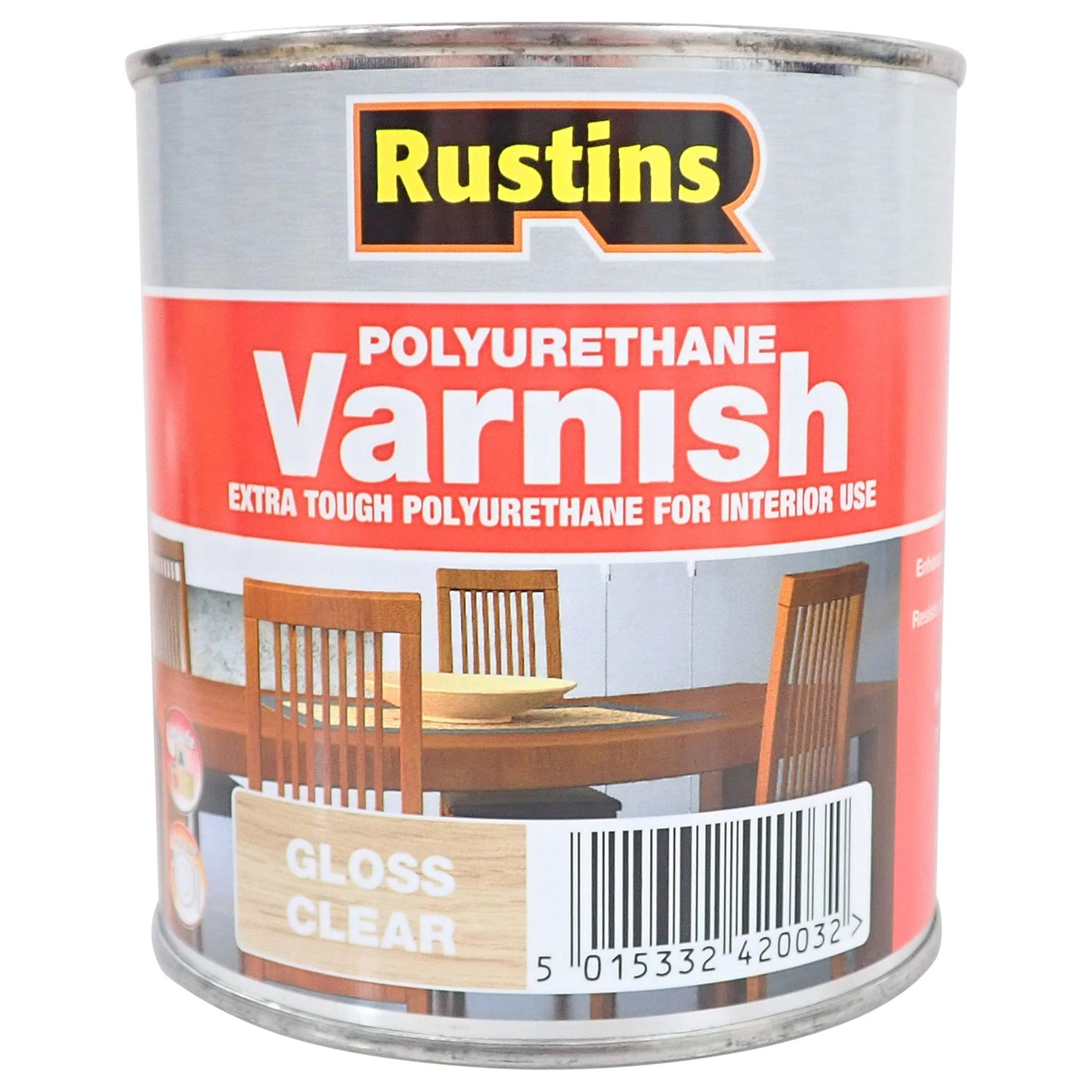 Rustins Gloss Clear Polyurethane Varnish 500ml Tin