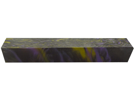 Turners' Mill Black Yellow Purple California Kirinite Acrylic Pen Blank - 150x20x20mm (5.9x0.79x0.79"), 6x3/4x3/4"