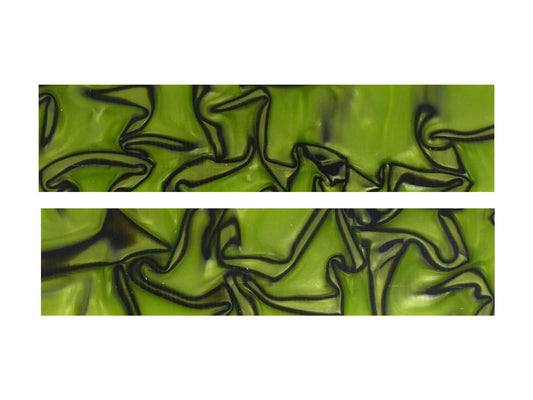 Turners' Mill Toxic Green/Black Abstract Kirinite Acrylic Knife Scales (Pair) - 152.4x38.1x3.175mm (6x1.5x0.13")